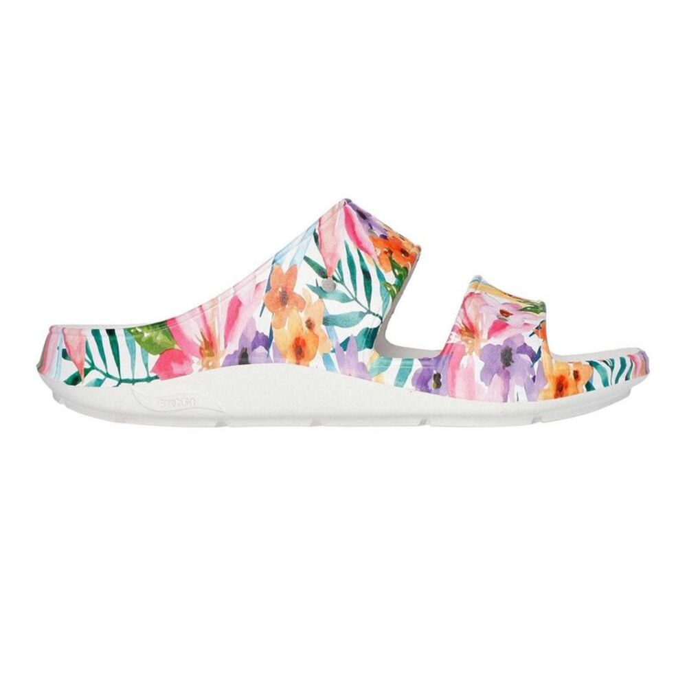 Skechers Womens/Ladies Floral Arch Fit Slides / White/Multicolored